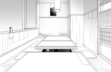 漫画風ペン画イラスト　店舗_居酒屋