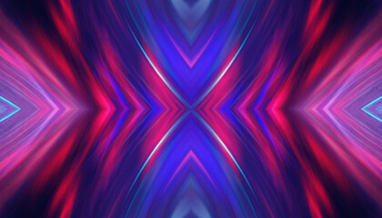 Obraz premium Dark abstract background with UV neon glow, blurred light lines, waves. Blue-pink neon light