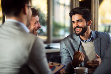 Group of businessmen have a talk