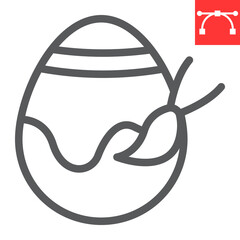 Painting easter egg line icon, Happy Easter and holiday, easter egg decoration vector icon, vector graphics, editable stroke outline sign, eps 10.