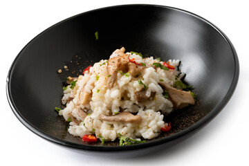 Piatto di delizioso risotto ai funghi 