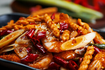 Asian cuisine spicy shrimp