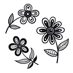 Black and white decorative vector flower.