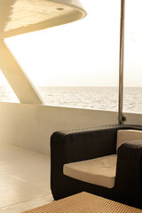Yacht interior with furniture