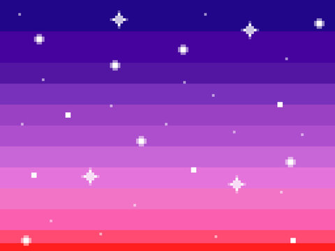 A Sky Full Of Stars, In Pixel Art Vaporwave Style (big Pixels, Pink-blue Color Palette).
