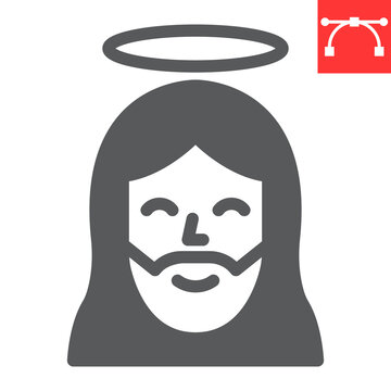 Jesus glyph icon, Happy Easter and christmas, jesus christ vector icon, vector graphics, editable stroke solid sign, eps 10.