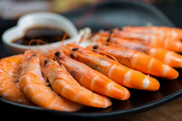 Asian cuisine steamed red shrimp