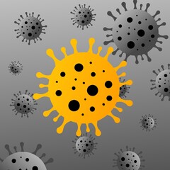 illustration of corona virus. Chinese respiratory pathogenic covid influenza virus cells. The new official name for the Coronavirus disease is called COVID-19