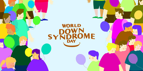 Crowd of of Disabled Boys and Girls in World down syndrome day. Together we can resolved