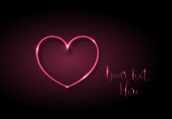 Neon heart love valentine card template