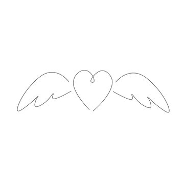 Heart with wings drawing vector illustration