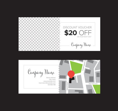 Restaurant Discount voucher card template with photo placeholder