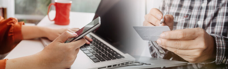 Searching Browsing Internet Data Information with blank search bar.businessman working with smart...