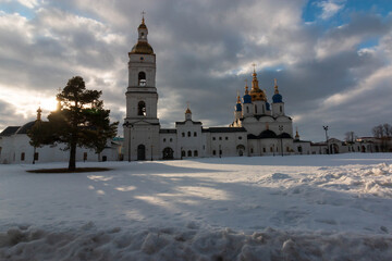 beautiful white church in the kremlin