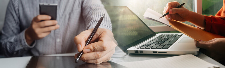 Searching Browsing Internet Data Information with blank search bar.businessman working with smart...