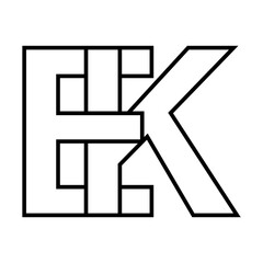 Logo sign ek and ke icon sign interlaced letters K, E vector logo ek, ke first capital letters pattern alphabet e, k