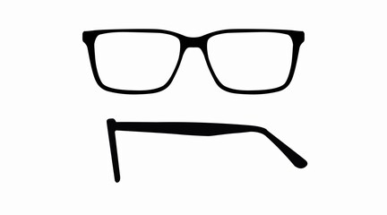 Vector isolated Illustration of a Glasses Frame. Black glasses Frame Front and Side View