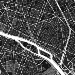 Paris, France dark vector art map