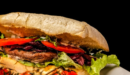 Burger gourmet partial close-up