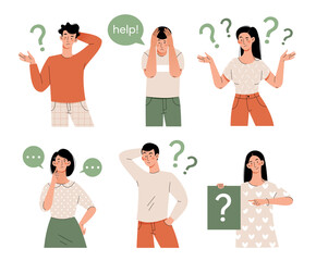 Fototapeta premium People think in different positions. Set of isolated flat characters.