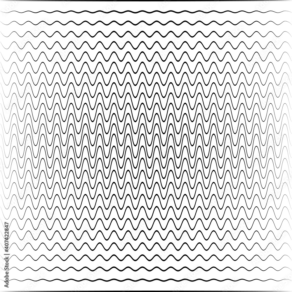 Poster Wave background, transition of sound waves with different amplitudes and phases, attenuation propagation radiowaves in space