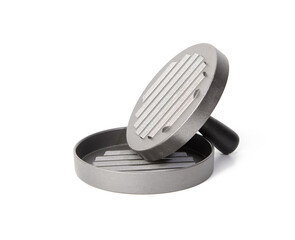 metal press for meat cutlets, hamburger mold isolated on white background