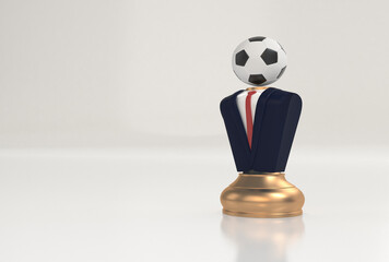 chess concept, football manager white background 3d rendering.