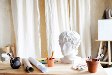 Professional art room in the studio, creative hobby