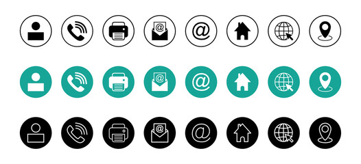 Fototapeta na wymiar Web icon set. Business card contact information icon. Contact us icon set