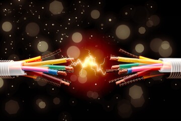 Electric screened cable with many wires