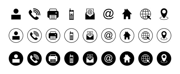 Web icon set. Business card contact information icon. Contact us icon set