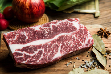 Top-quality beef on the cutting board