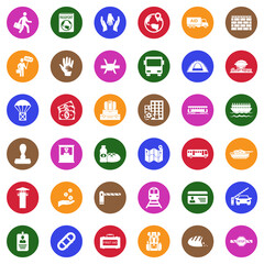 Refugee Icons. White Flat Design In Circle. Vector Illustration.