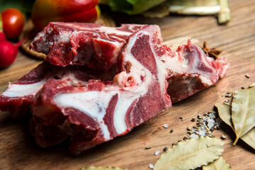 Fresh raw pork on the cutting board