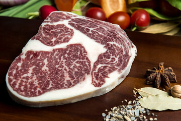 Top-quality beef on the cutting board