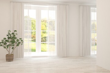 Fototapeta premium White empty room. Scandinavian interior design. 3D illustration