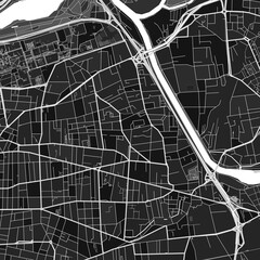 Villeurbanne, France dark vector art map