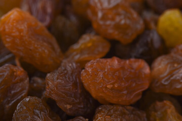 raisins close up in macro background