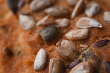 bread in close up with seeds macro