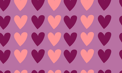 Seamless pattern hearts on Love theme. Red and pink Valentines Day background. Hand drawn watercolor background for wrapping paper, design, fabrics, cards and other purposes.
