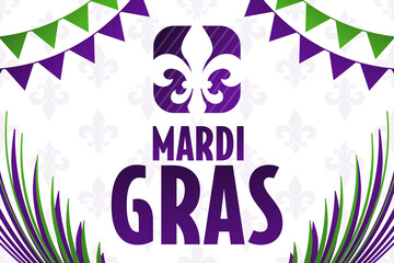 Mardi Gras. Holiday concept. Template for background, banner, card, poster with text inscription. Vector EPS10 illustration.