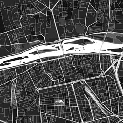 Tours, France dark vector art map