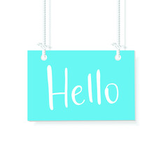 Hello lettering and calligraphy on signboard, Vector
