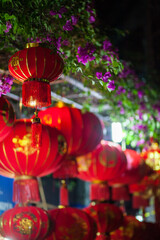 asian lanterns on lunar new year. red chinese lanterns on lunar new year. Vietnam