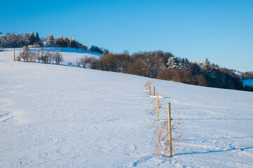 Winter in Czech republic, B&iacute;l&eacute; Karpaty, snow, forester, tree