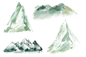 Watercolor mountains , Greenery landscape clipart, Forest tree clipart for woodland wedding, travel design