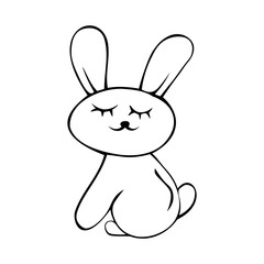 Cute hare or easter bunny doodle illustration vector.