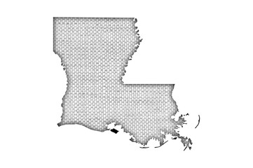 Karte von Louisiana auf altem Leinen