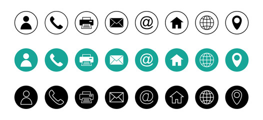 Web icon set. Business card contact information icon. Contact us icon set