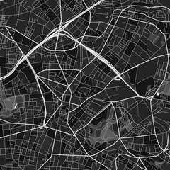 Montreuil, France dark vector art map